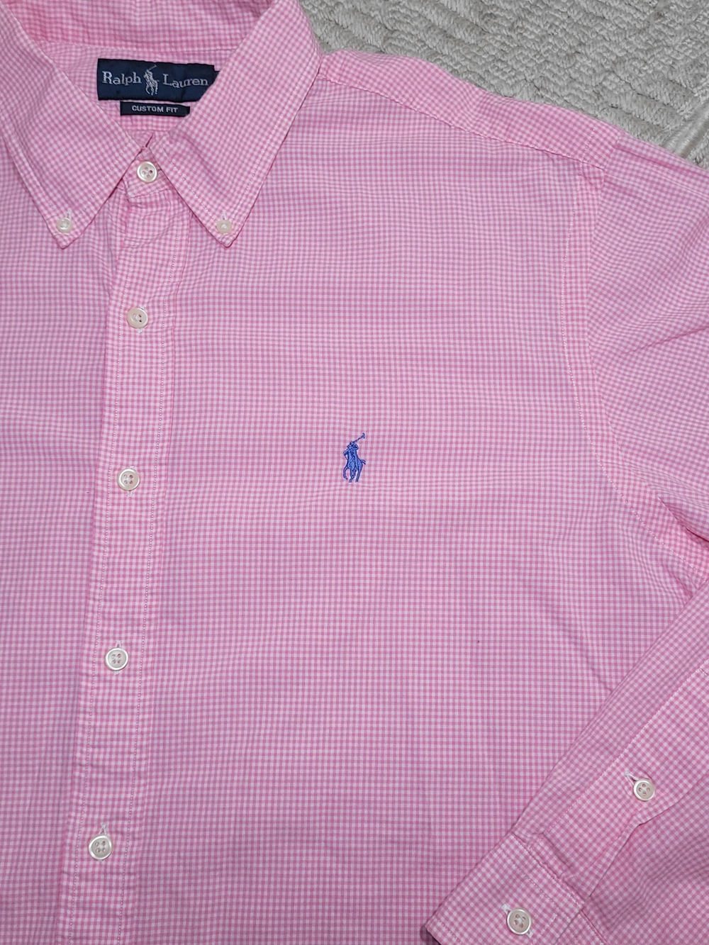 Vintage Custom Fit Ralph Lauren Pink Gingham Button-Down Shirt XL
